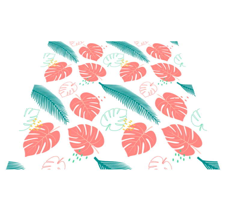 Alfombra vinílica flores hojas tropicales rosas - TenVinilo