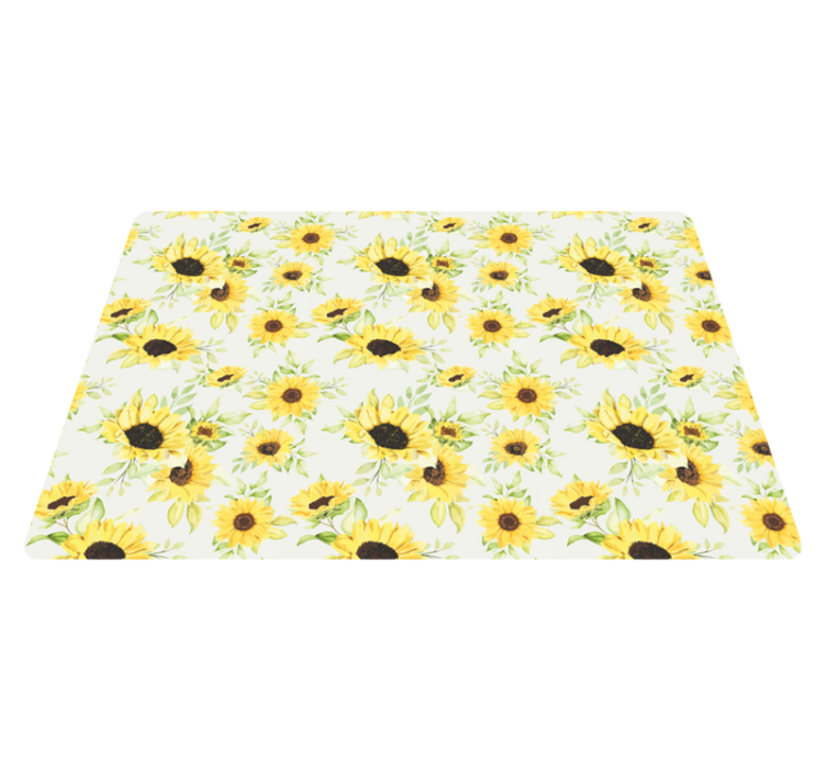 Alfombra vinílica flores patrón de girasoles acuarelados - TenVinilo