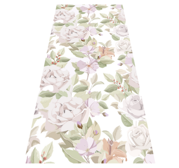 Alfombra vinílica flores patrón floral elegante - TenVinilo