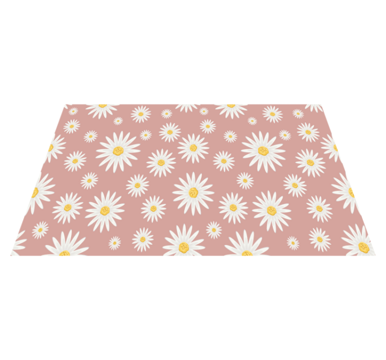 Alfombra vinílica flores patrón de margaritas rosas - TenVinilo