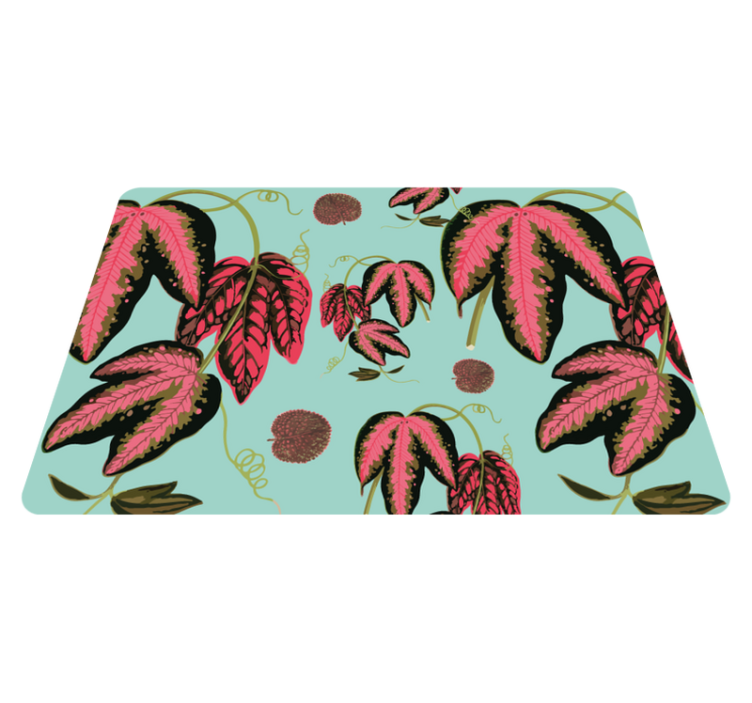 Alfombra vinílica flores maranta verde y roja - TenVinilo