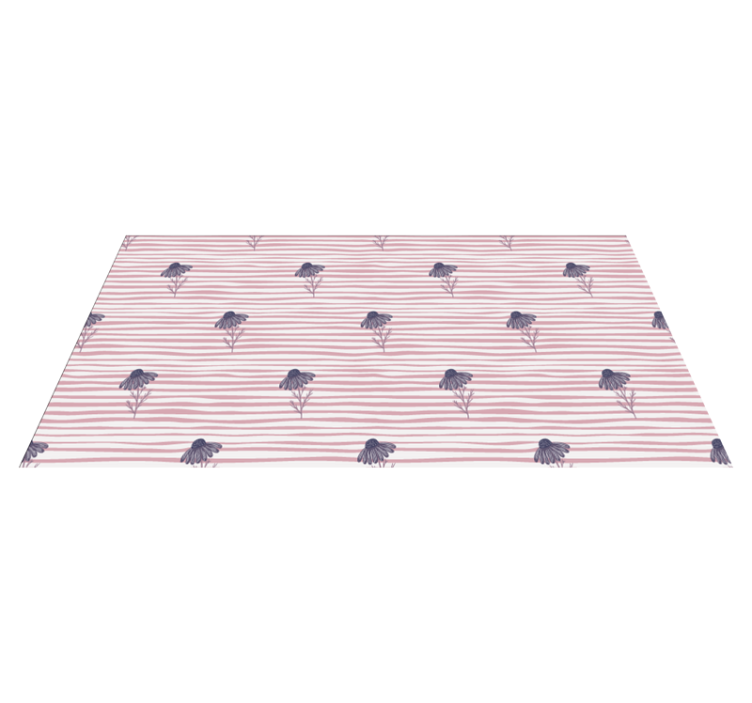 Alfombra vinílica flores con patrón de margaritas moradas - TenVinilo