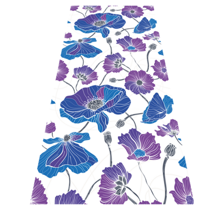 Alfombra vinílica flores jardín azul y morado - TenVinilo