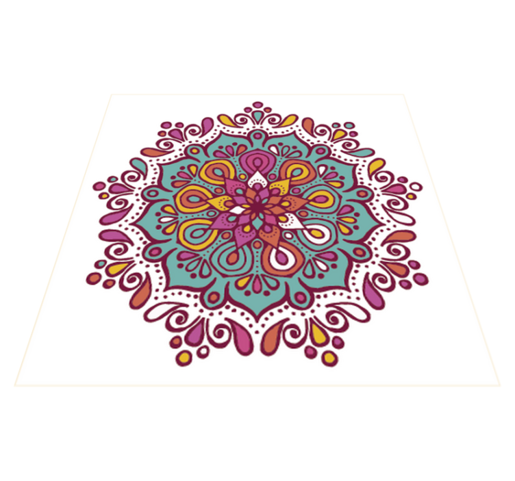 Alfombra vinilo cocina mandala de azulejos coloridos - TenVinilo