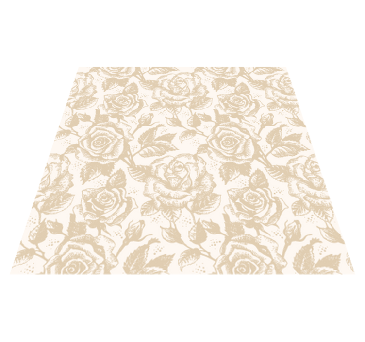 Alfombra vinílica comedor rosas vintage beige - TenVinilo