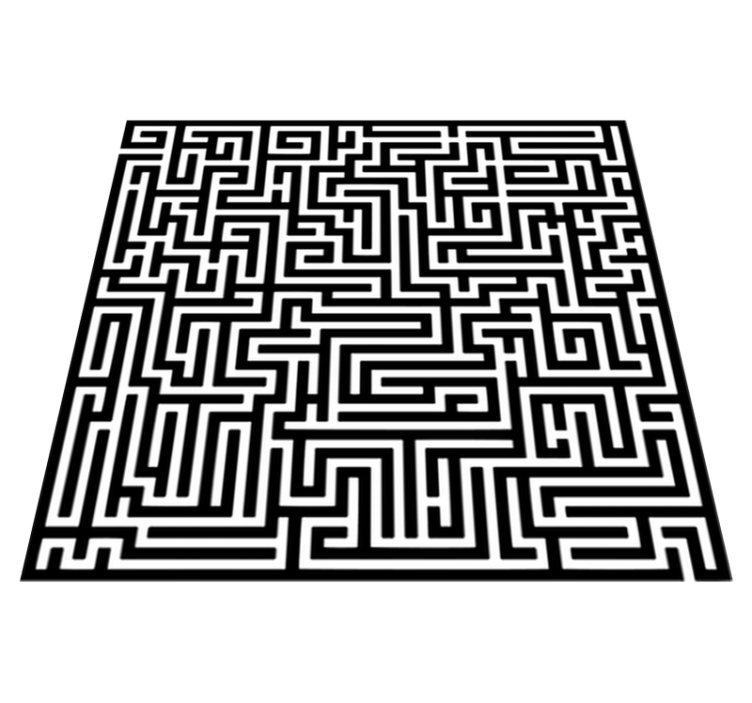 Alfombra vinílica comedor laberinto blanco y negro - TenVinilo