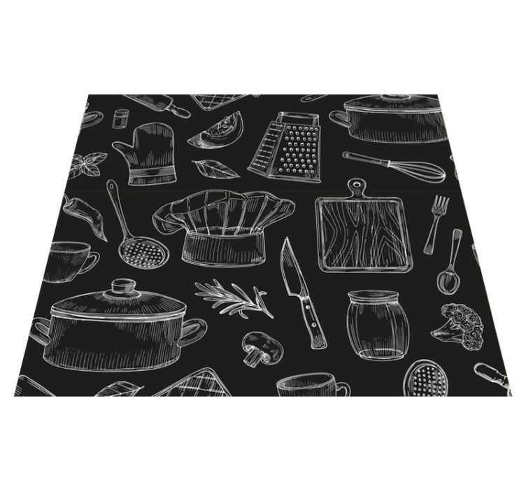 Alfombra vinilo cocina cubiertos elegantes - TenVinilo