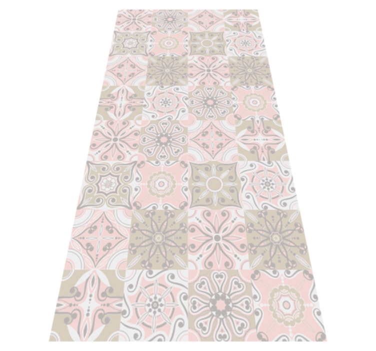 Alfombra vinilo cocina azulejos rosa y gris - TenVinilo