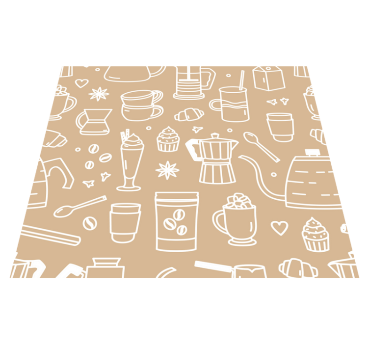Alfombra vinilo cocina diseño de tazas y vasos - TenVinilo