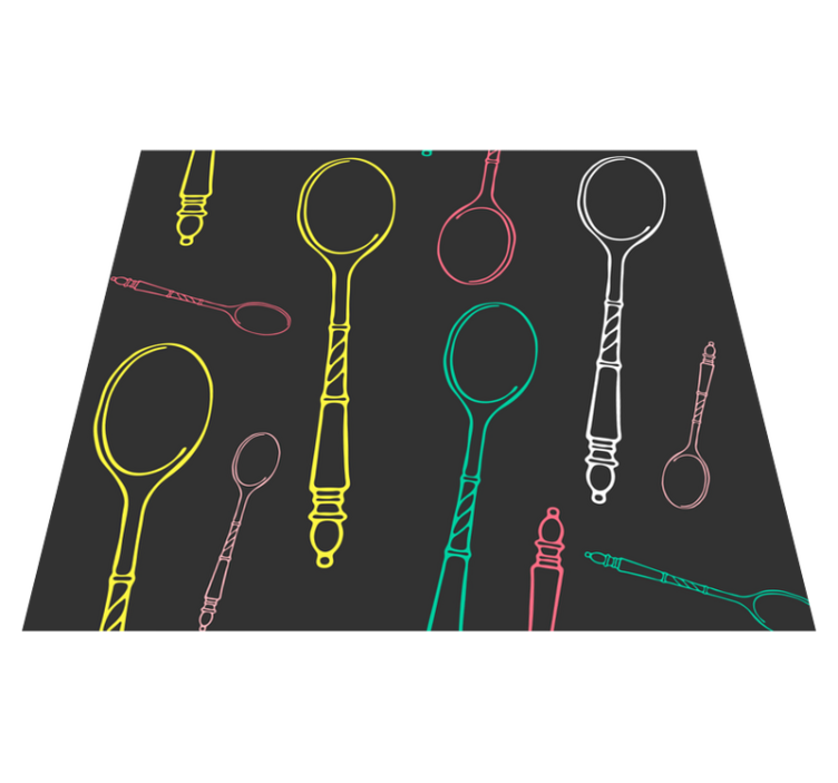 Alfombra vinílica cocina cucharas multicolores - TenVinilo