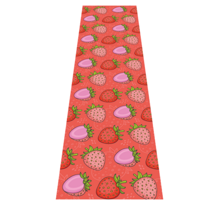 Alfombra vinilo cocina fresas rojas y rosas - TenVinilo