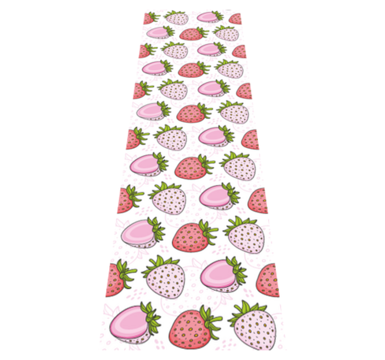Alfombra vinilo cocina fresas rosas y rojas - TenVinilo