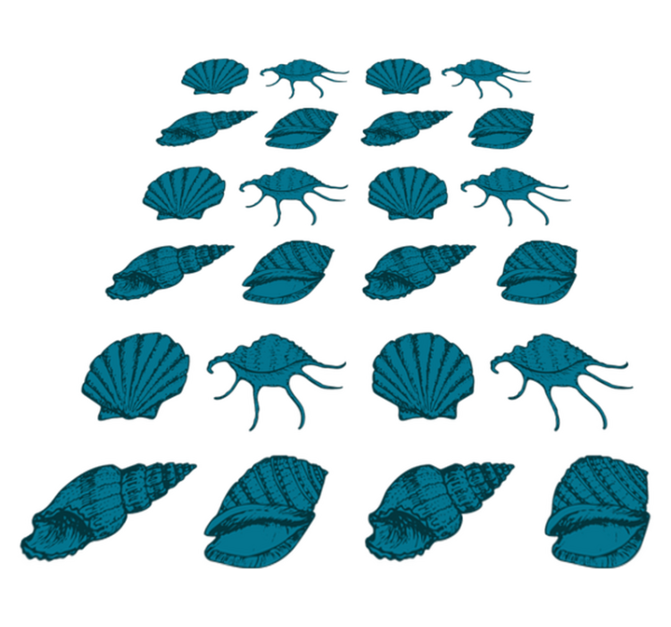 Alfombra vinílica flores con patrones de conchas decorativas - TenVinilo