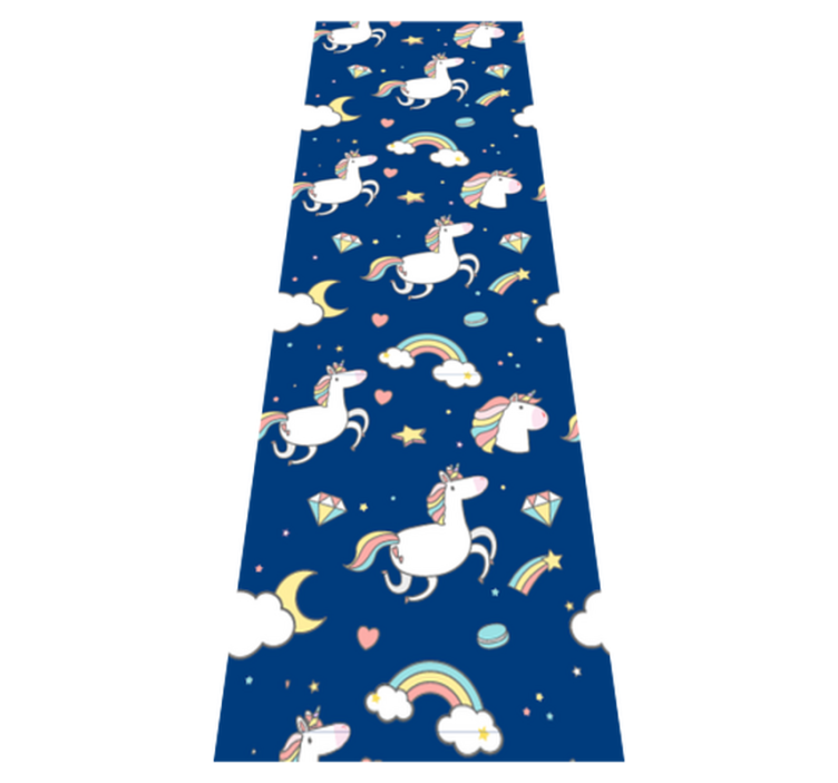 Alfombra vinílica estrellas diseño de unicornios y arcoíris - TenVinilo