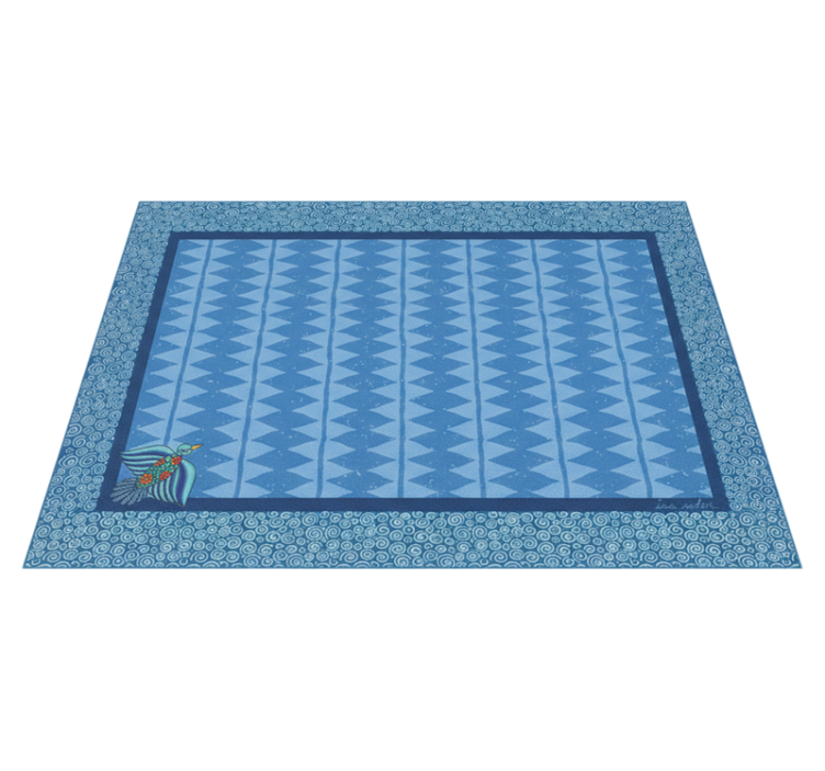 Alfombra vinilo salón patrón de pájaros azules - TenVinilo