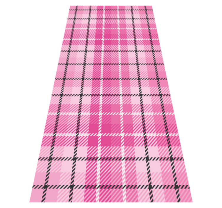 Alfombra vinílica geométrica tartán negro y rosa - TenVinilo