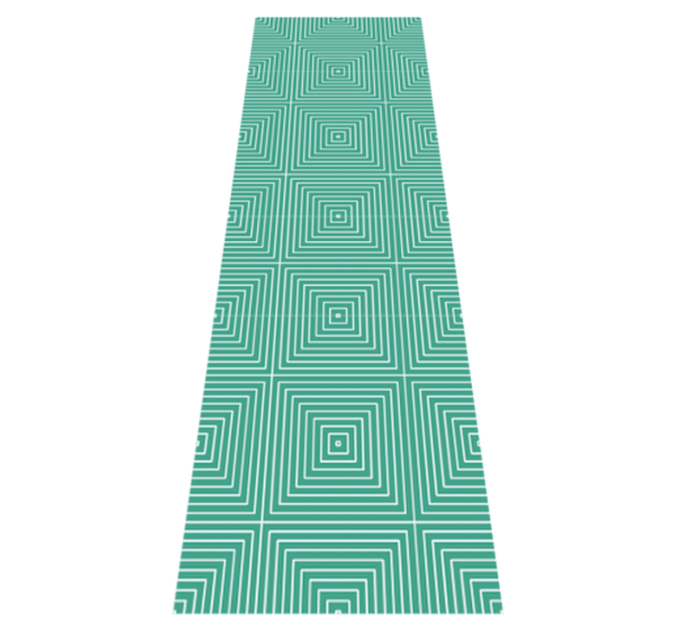 Alfombra vinílica geométrica patrón cuadrados verdes - TenVinilo