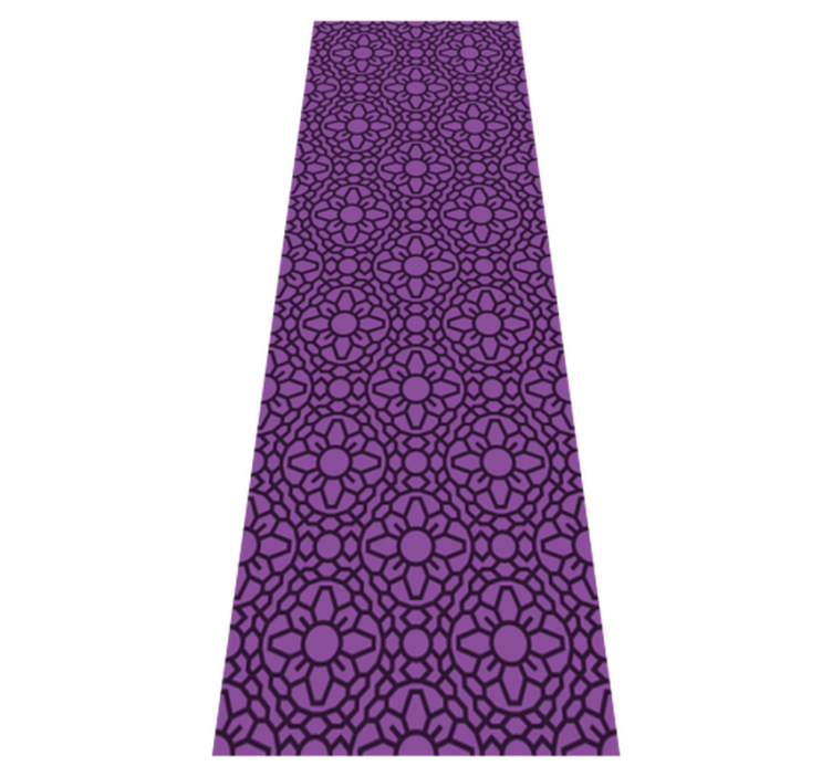 Alfombra vinílica geométrica flores moradas círculo - TenVinilo