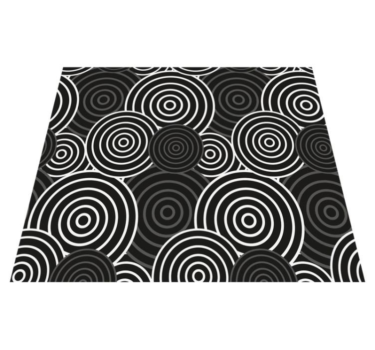 Alfombra vinílica geométrica círculo negro con fondo - TenVinilo