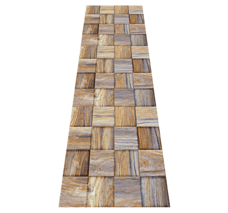 Alfombra vinílica geométrica mosaico imitación madera 80's - TenVinilo