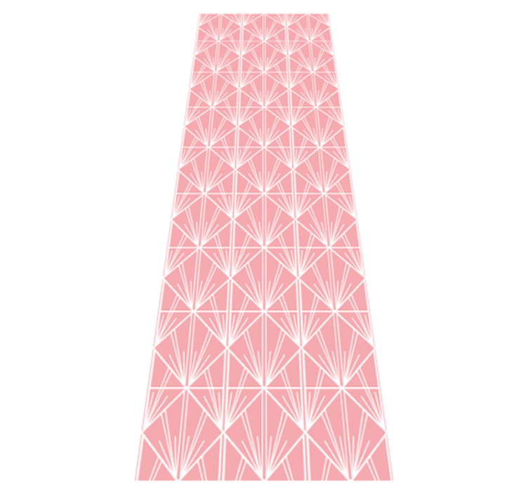Alfombra vinílica geométrica patrón deco rosa y blanco - TenVinilo