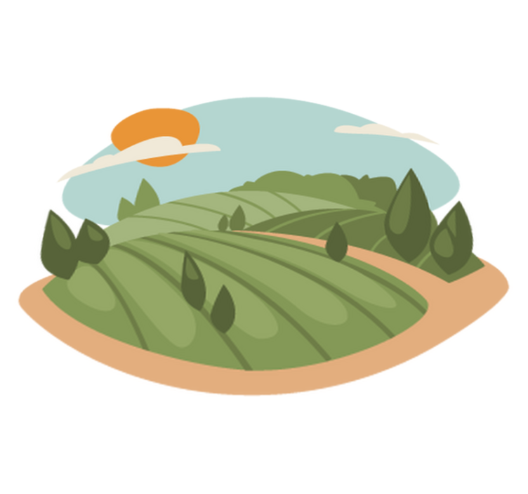 Alfombra vinílica naturaleza ilustración de campos - TenVinilo