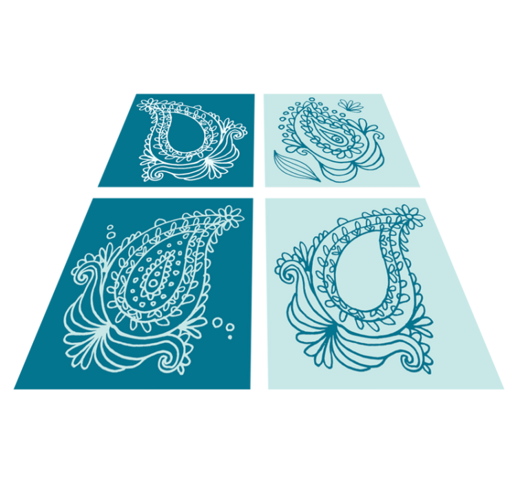 Alfombra vinílica naturaleza azulejos de paisley - TenVinilo