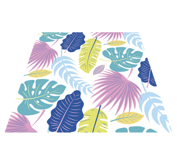 Alfombra vinílica naturaleza con patrones de hojas coloridas - TenVinilo