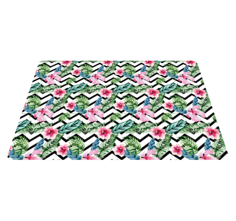 Alfombra vinílica flores zigzag líneas tropicales - TenVinilo