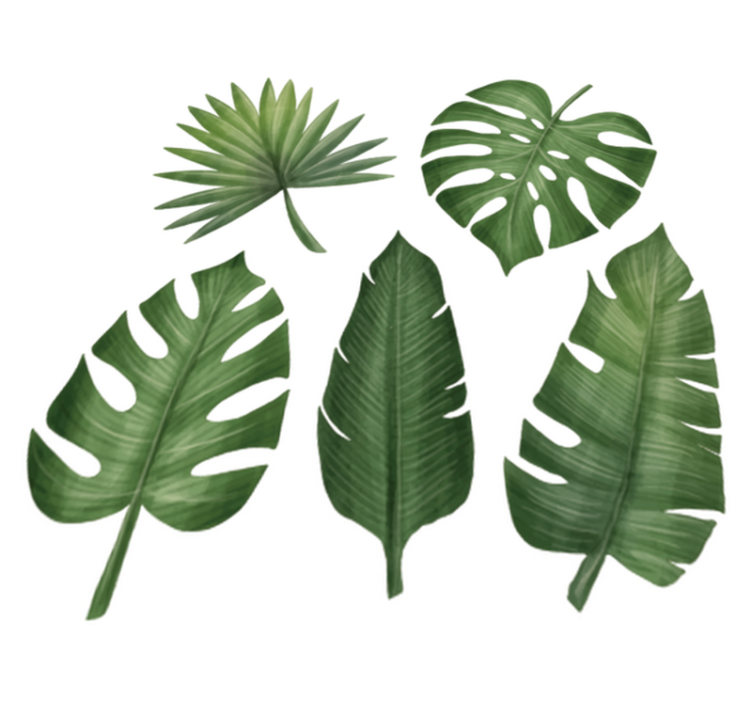 Alfombra vinílica flores hojas verdes grandes - TenVinilo