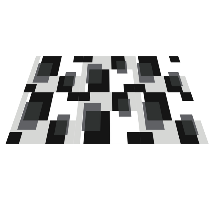 Alfombra vinílica geométrica bloques en blanco y negro - TenVinilo