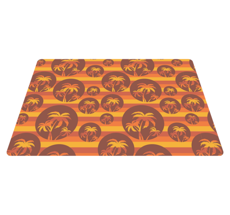 Alfombra vinílica geométrica atardecer retro y palmeras - TenVinilo
