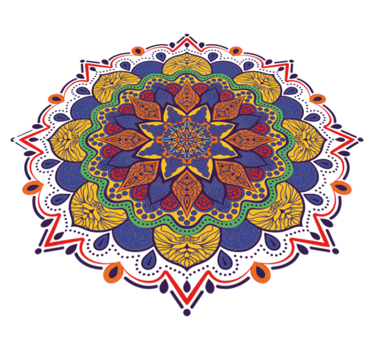 Alfombra vinílica geométrica mandala de flores coloridas - TenVinilo