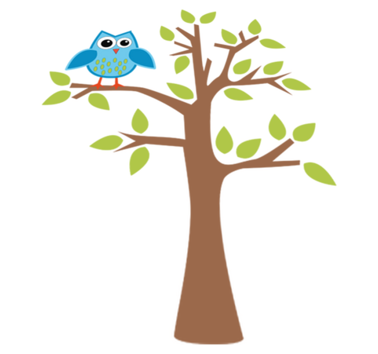 Alfombra vinílica infantil Árbol con búho azul - TenVinilo
