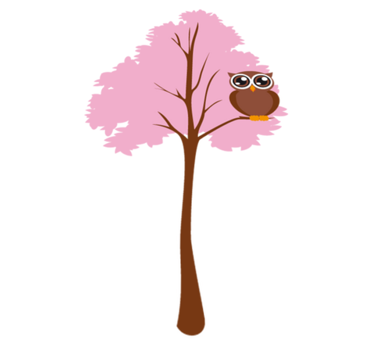 Alfombra vinílica infantil árbol rosa con búho - TenVinilo