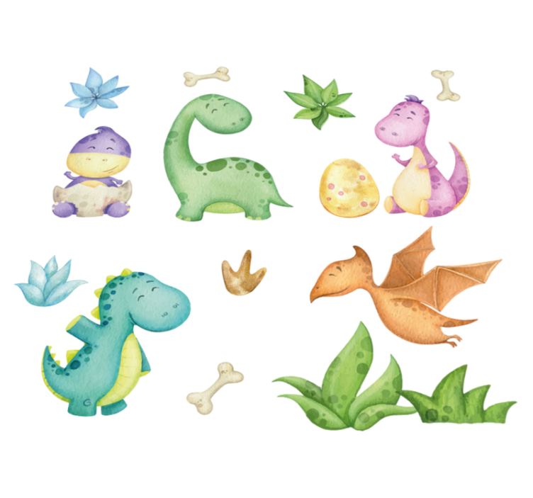 Alfombra vinílica dormitorio dinosaurio nórdico dibujado - TenVinilo