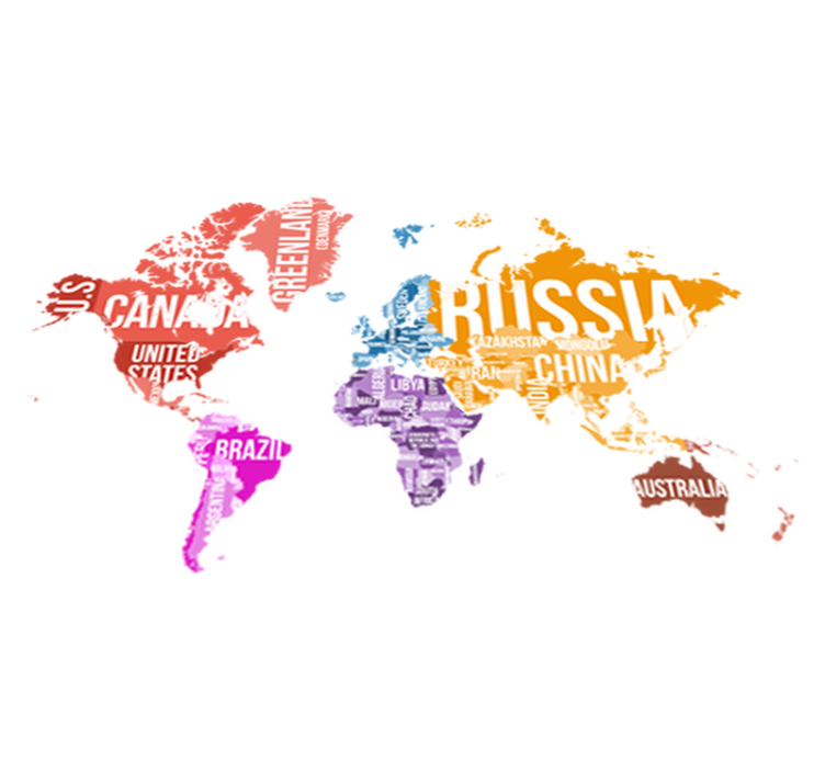 Alfombra vinílica mapamundi nombres y fronteras - TenVinilo