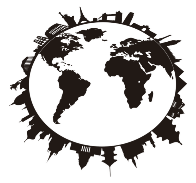 Alfombra vinílica mapamundi mundo con monumentos - TenVinilo