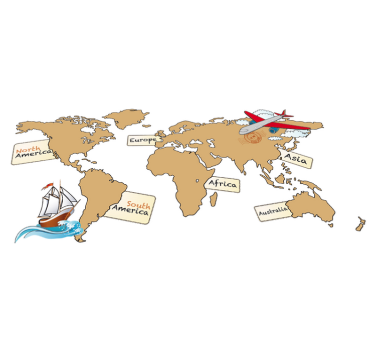 Alfombra vinílica mapamundi continentes en inglés - TenVinilo