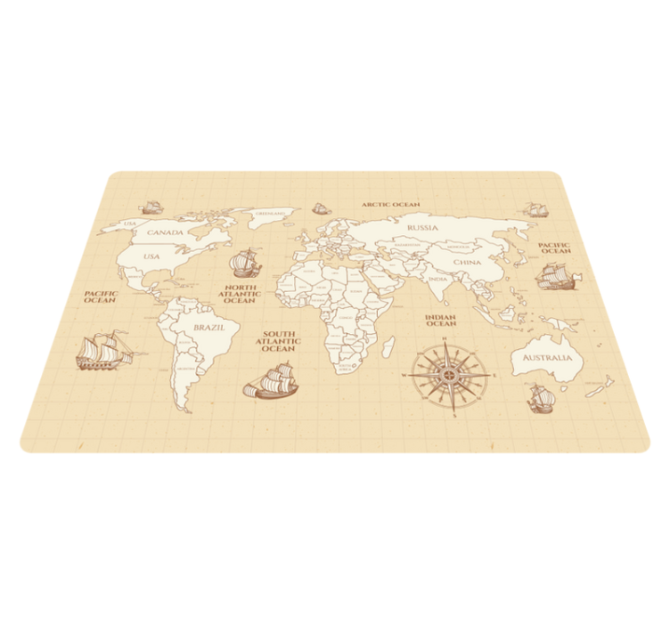 Alfombra vinílica mapamundi mapa antiguo de países - TenVinilo