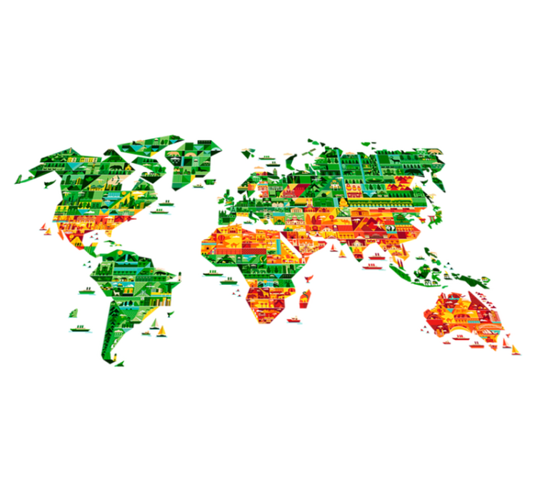 Alfombra vinílica mapamundi decorativa geométrica - TenVinilo