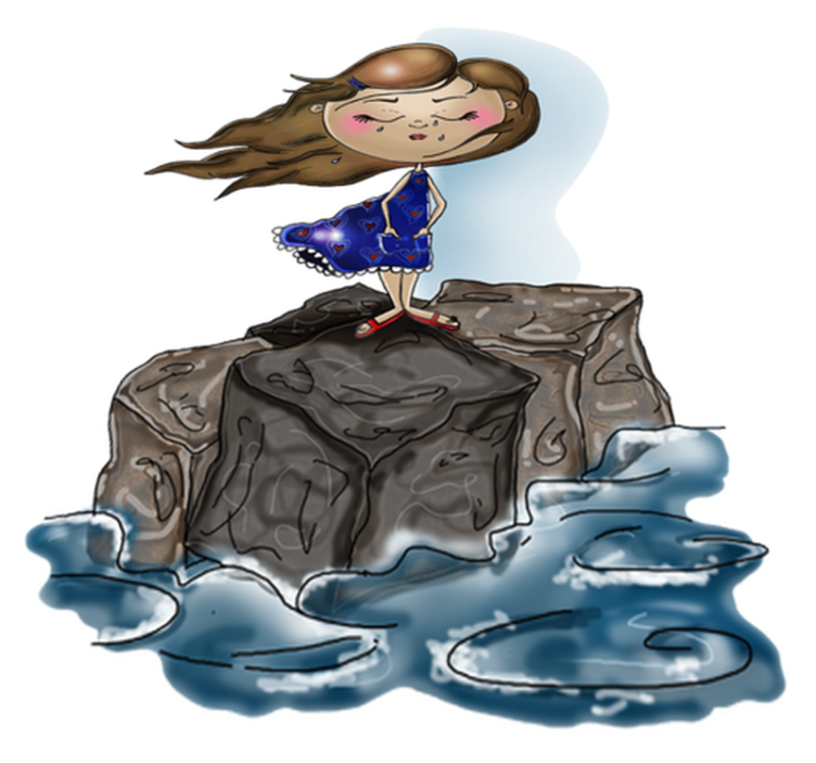 Alfombra vinílica infantil niña en el mar - TenVinilo