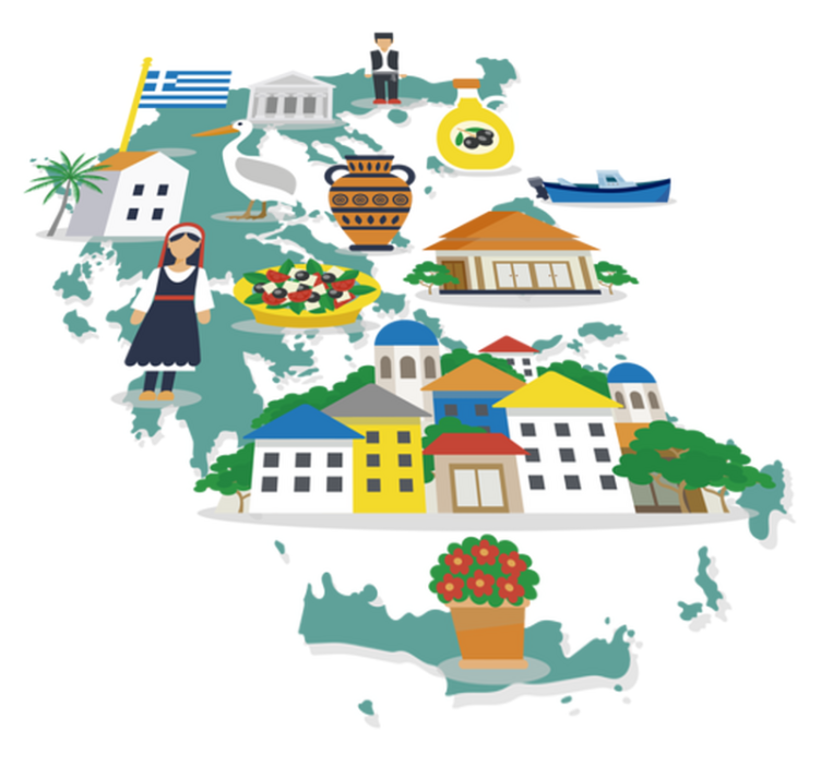 Alfombra vinílica mapamundi mapa de grecia e islas - TenVinilo