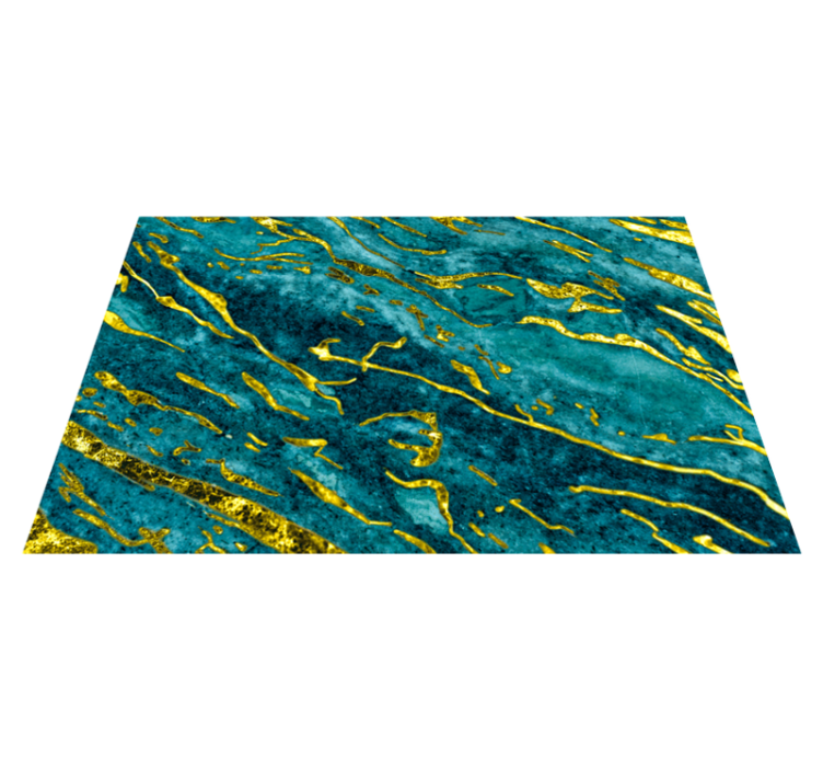 Alfombra vinilo baño efecto mármol azul y dorado - TenVinilo