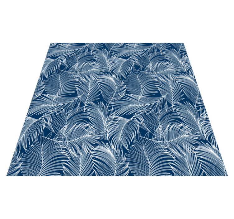 Alfombra vinílica cocina hojas azules contorno blanco - TenVinilo