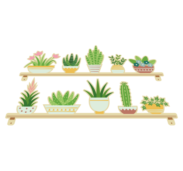Alfombra vinílica cocina estante para plantas cactus - TenVinilo