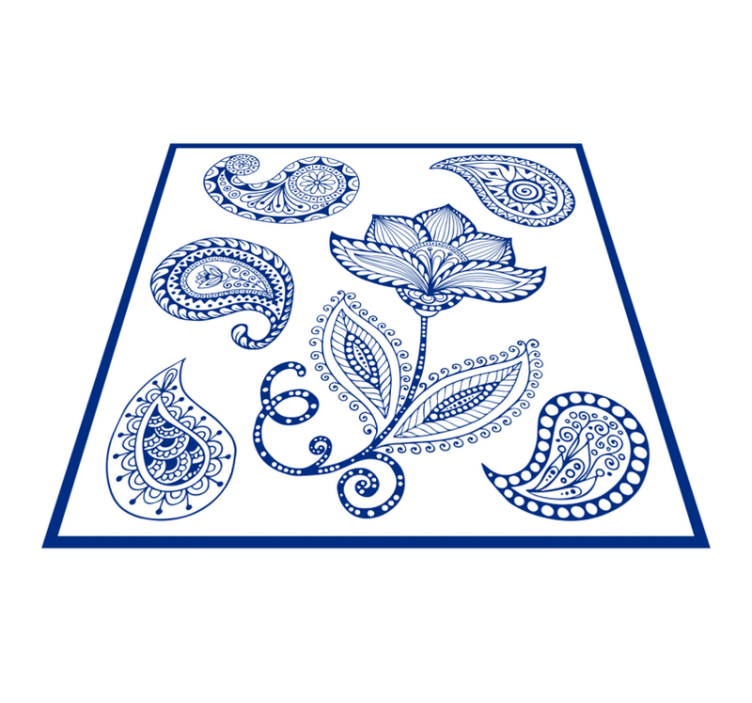 Alfombra vinílica cocina con paisleys y flores - TenVinilo