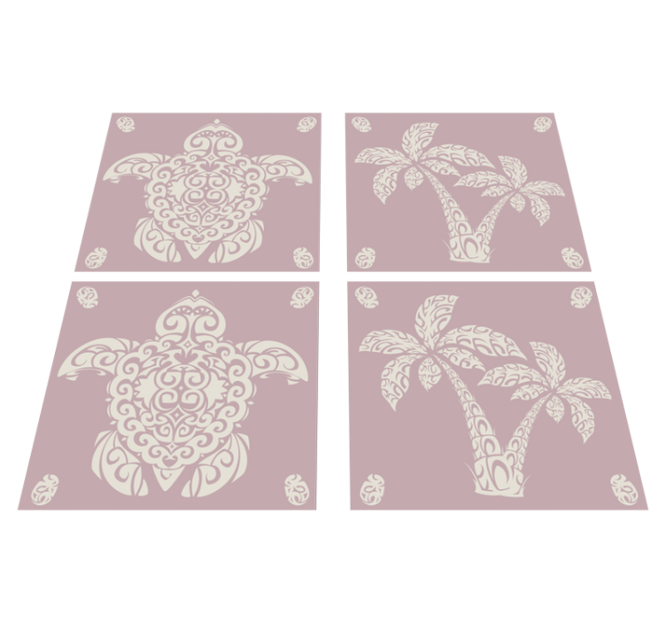 Alfombra vinílica cocina diseño de tortuga y palmera - TenVinilo