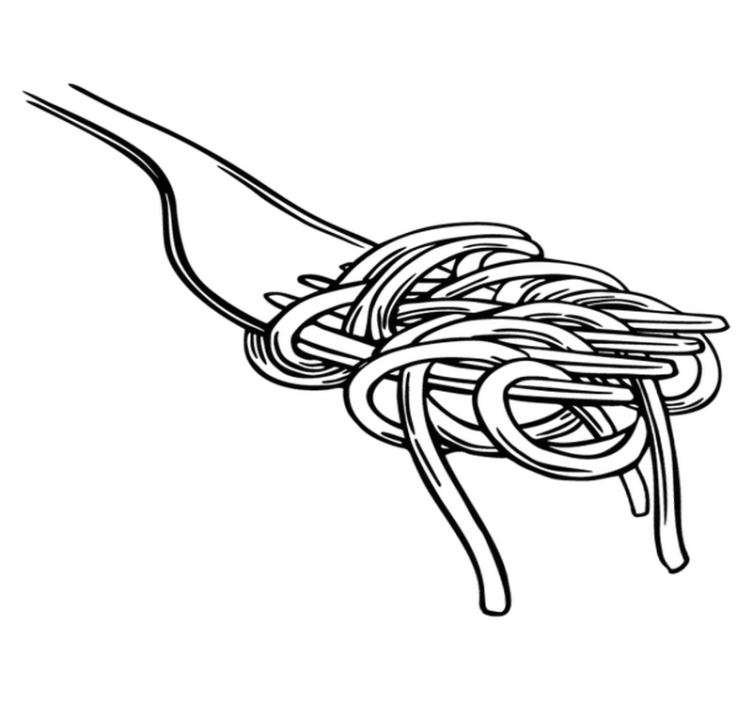 Alfombra vinílica cocina estilo grabado tenedor spaghetti - TenVinilo