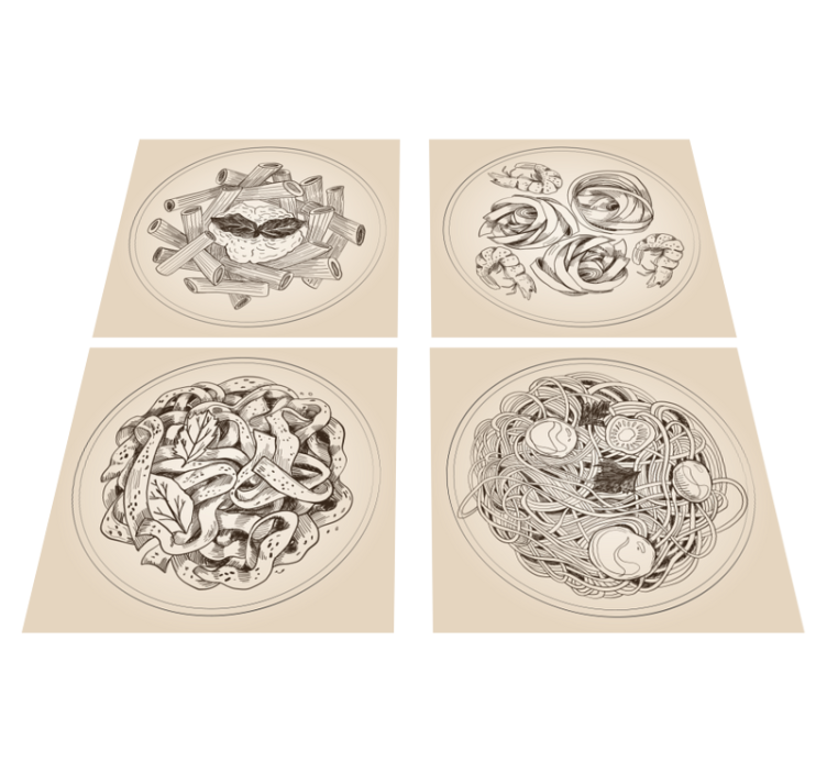 Alfombra vinílica cocina platos ornamentales - TenVinilo